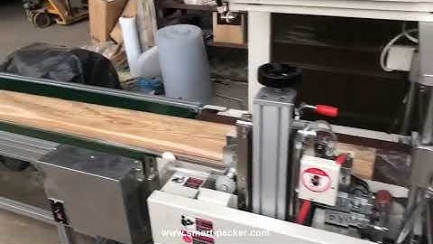 Automatic long wood bar rod shrinkable film wrapping flow heating sealing packing machine testing vi