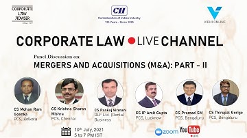 MERGERS AND ACQUISITIONS (M&A): Part - 2  II Corporate Law Live Channel
