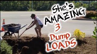 A WOMAN LANDSCAPER?? Yes!! MULCHING COLLEGE CAMPUS