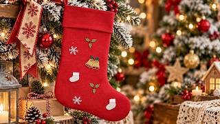 The Making of a Hand-Embroidered Christmas Stocking | Festive Handmade Sewing Process
