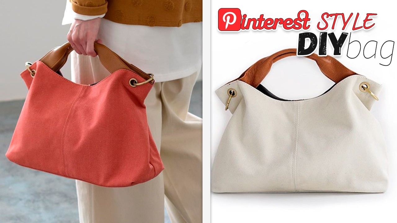 DIY Tote Canvas Bag Pin Design making at home Handbag Tutorial