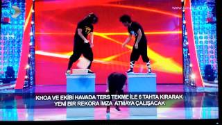 Most boards broken by a somersault for Guinness record in Istanbul TV 2013 by Team Joe