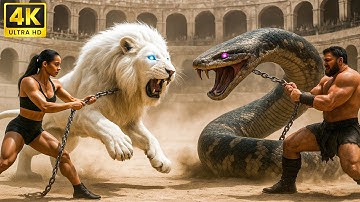 Epic Battle: Massive White Lion vs Deadly Python ⚔️ Ultimate Animal Showdown
