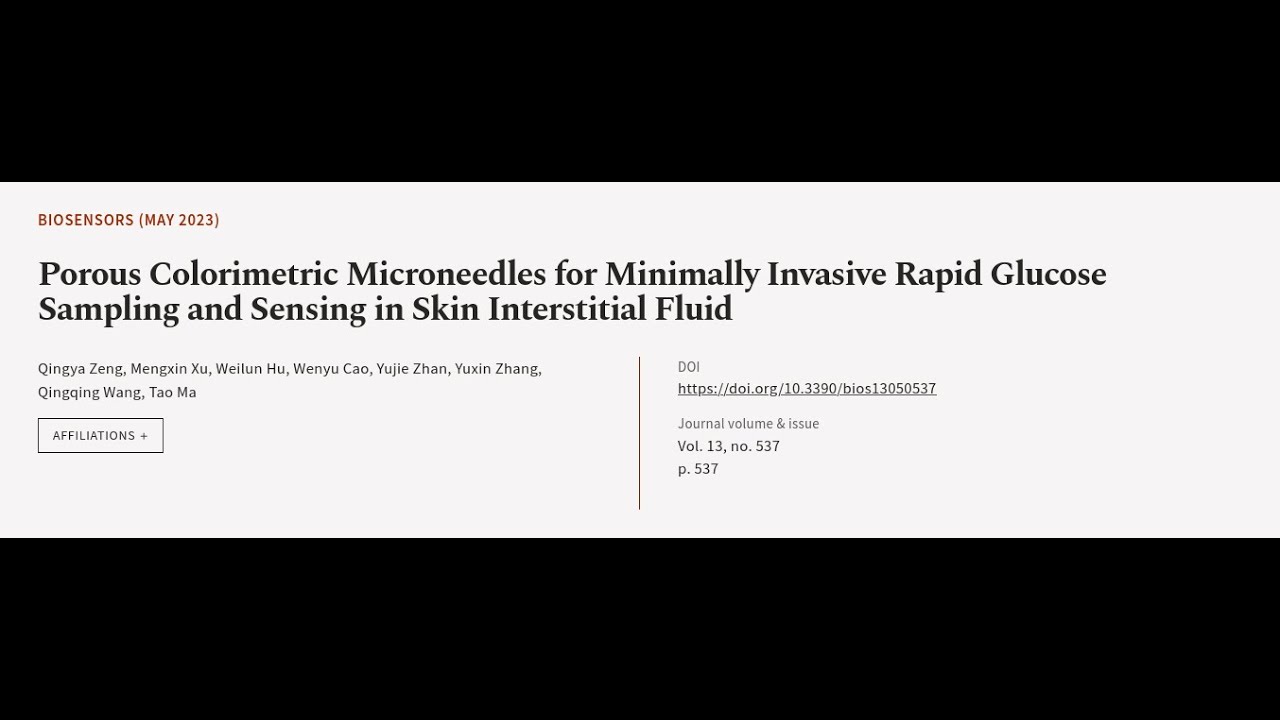 Porous Colorimetric Microneedles for Minimally Invasive Rapid Glucose ...