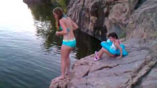 Mary Cliff diving @ Devil's water hole @ inks lake, tx