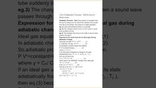 13.8.3 Adiabatic Process: Def &amp; Exp for Work done; Class 11