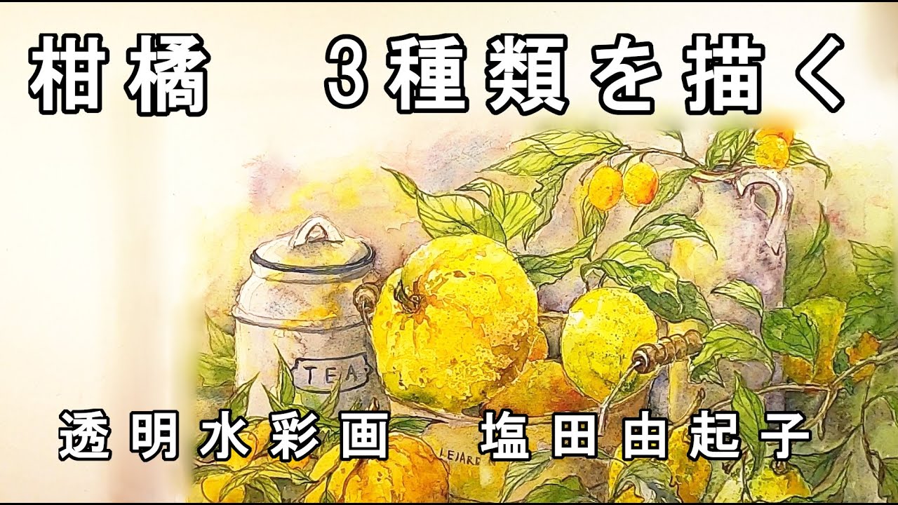 Transparent watercolor painting] Drawing three kinds of citrus