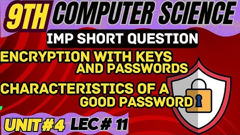 Encryption with Keys and Passwords | Captcha | Characteristics of a good password | 9th comp chap 4