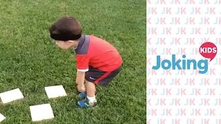 This little kid absolutely smashes a homemade obstacle course