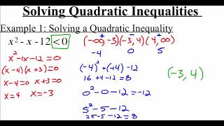 P.7.2 Solving Quadratic Inequalities