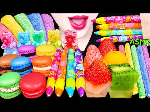 <strong>ASMR</strong> RAINBOW FOODS *EDIBLE CRAYON, BIG <strong>BEAR</strong> JELLY, RAINBOW STICKS 먹는 크레용, 빅 베어 젤리, 무지개 먹방 MUKBANG