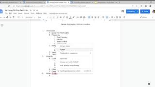 Making a working Outline in Google Docs