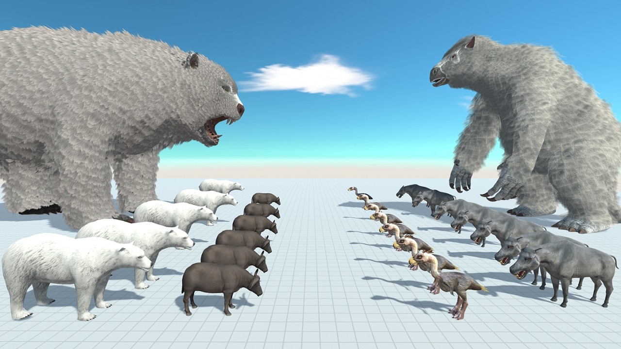 Animal Battle Dire Bear VS Megatherium in Animal Revolt Battle Simulator ARBS