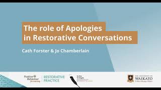 The role of Apologies in Restorative Conversations Video