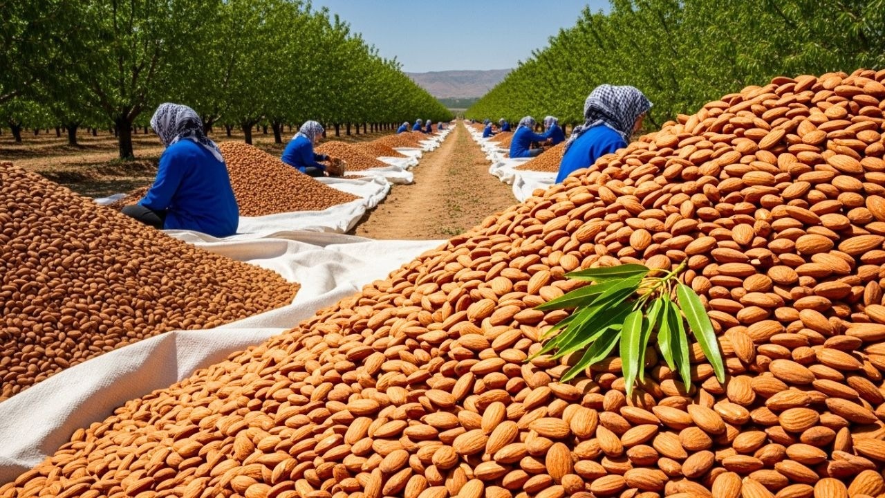 Cómo se PROCESAN MILES de MILLONES de ALMENDRAS 🥜  De la COSECHA a la FÁBRICA