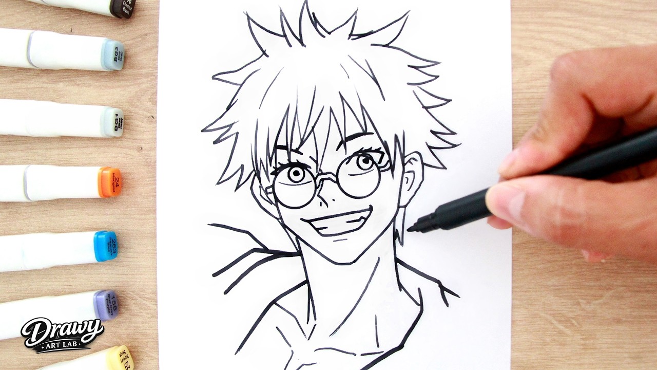 Draw GOJO SATORU with Glasses Like a Pro ✍️ | Anime Marker Tutorial