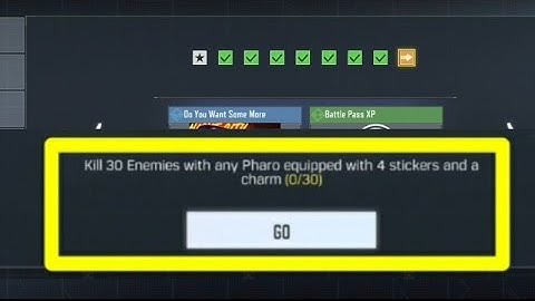 COD "Mobile" kill 30 Enemies with any (Pharo) quipped 4 stickers and Charm