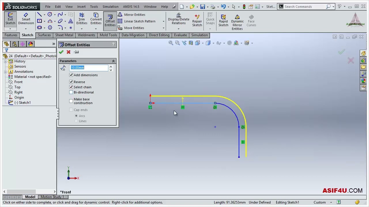Offset Entities from solidworks 2014