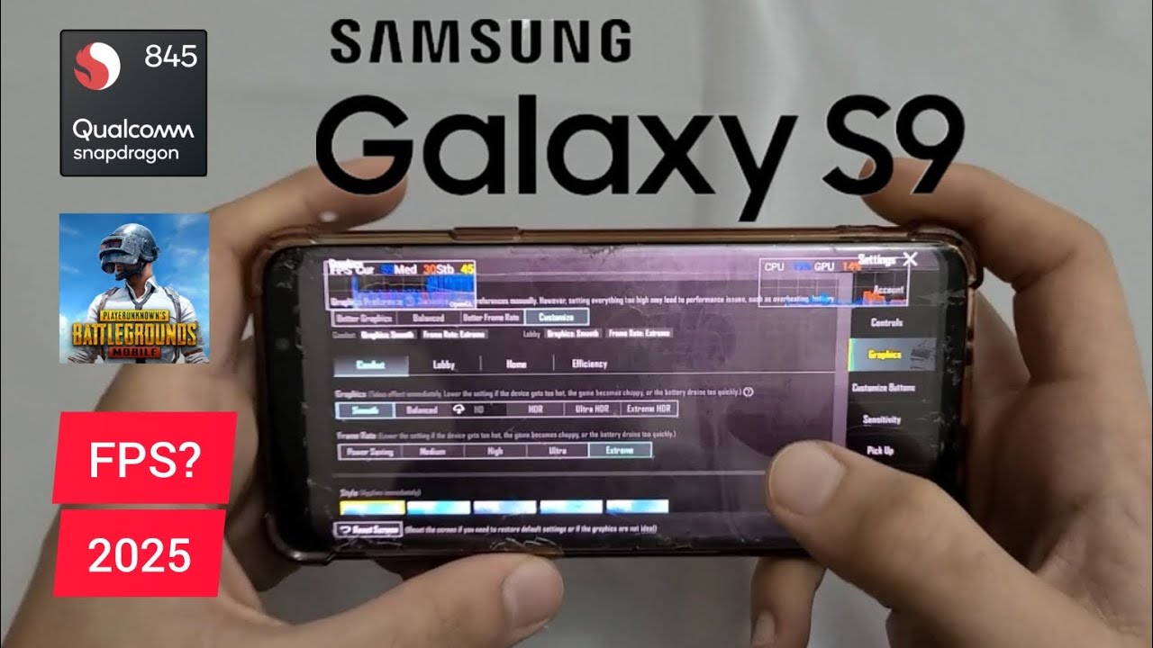 Galaxy S9 PUBG test with fps in 2025.