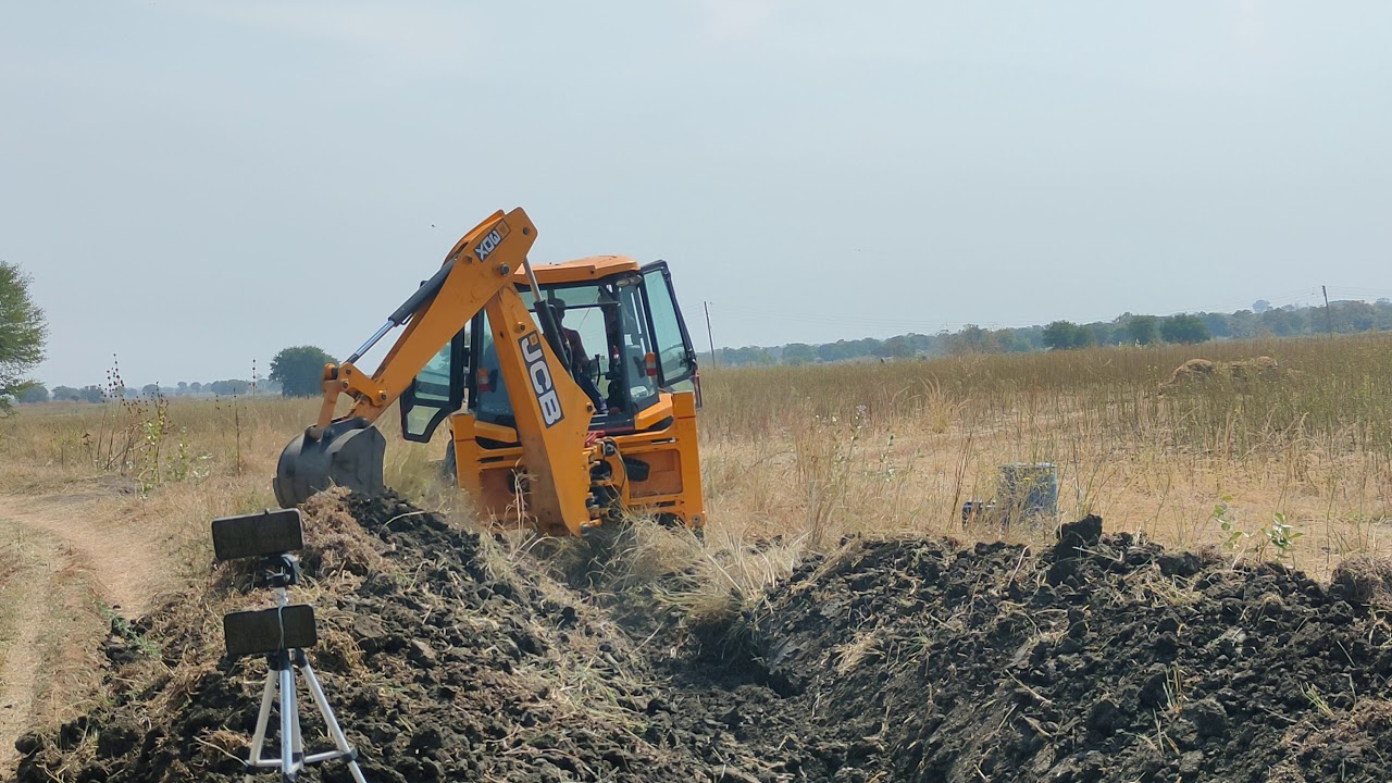 JCB Working For Drain Construction New Apartment day Working Mud