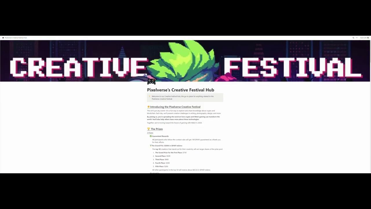 Pixelverse Creative Festival.  @pixelverse_xyz  $PIXFI