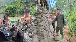 The power of love in rainy day. Helping her ex-husband build a complete stone wall.DANG THI DU