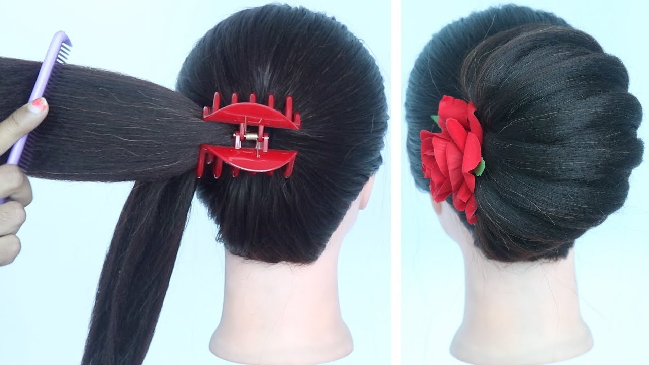  new  french bun  hairstyle  with using clutcher beautiful 