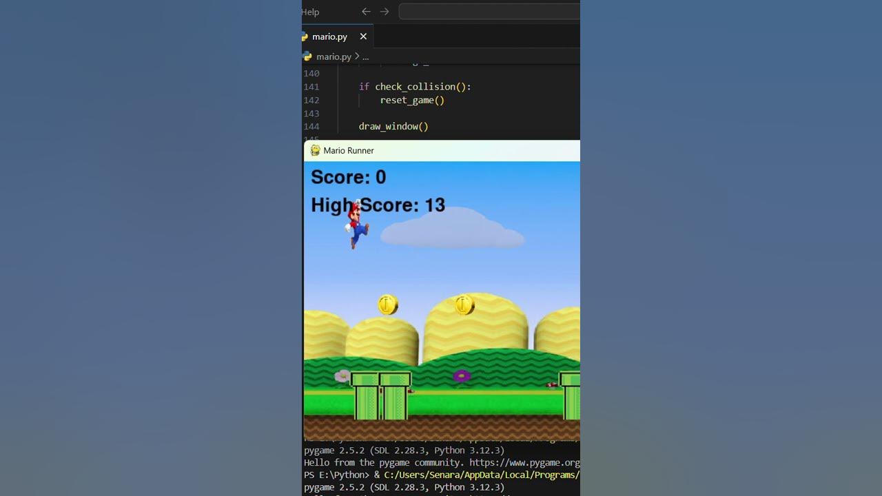 Super Mario using Python 🕹️🐍 #supermario #pygame #python #shorts - YouTube