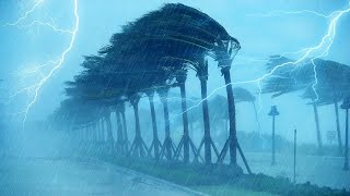 💤 Fall Asleep Quickly with Terrible Hurricane 🌫 Strong Winds, Heavy rain & Thunder at Night screenshot 5