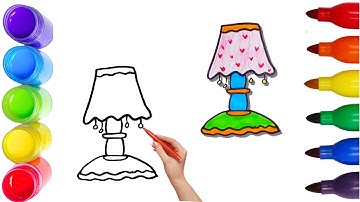 How To Draw cute Table lamp Drawing, Painting & Coloring For Kids and Toddlers_ Child Art 🐋🌈🎨