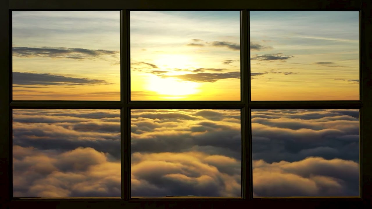 4K 3 Hours & Oceans Fake Window Projector - Sunrise, Sunset, Cloud Waves, Relaxation, Ambiance, Wind