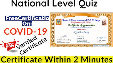 National Level Quiz Certificate | Covid-19 Certificate | Free Certificate