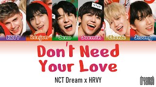 NCT Dream X HRVY – 'Don't Need Your Love'' Lyrics (Color Coded) (Han\/Rom\/Eng)