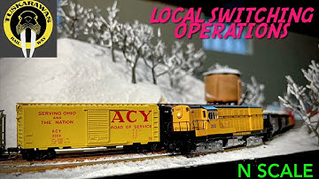N Scale: Realistic Winter Model Train Layout Switching Operations (w/ AC&Y Railway Visitor)