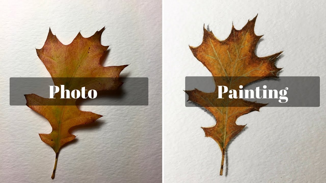 Realistic Leaf Painting Acrylic Painting on Paper YouTube