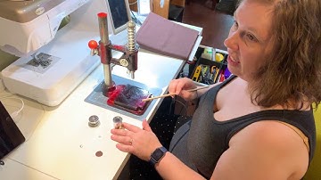 Using a cover button press and dies to make fabric covered buttons