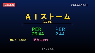 【3719】ＡＩストーム 2026年5月29日 決算サマリー