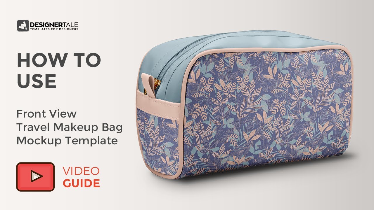 Download Designertale How To Use Guide Front View Travel Makeup Bag Mockup Youtube PSD Mockup Templates
