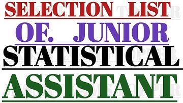 Junior Statistical Assistant selection list out