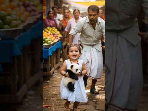 small baby and panda hearttouching story 🐼 #ai  #baby