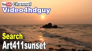 Beach Sunset HD Screensaver peaceful relaxing, nature sound Video SS10 | art411sunset™  art411ocean™