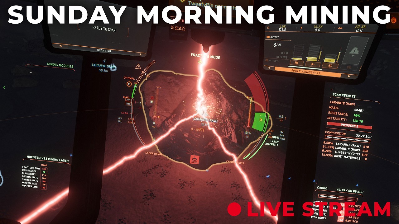 RSI Discovery Event - Sunday Morning Mining for Iron, Beryl, and Quantainium - Drops Live on Twitch
