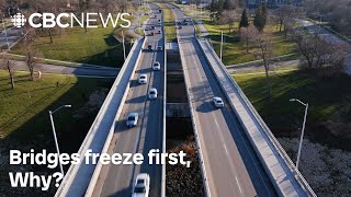 Why do bridges get slippery first in cold weather?