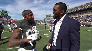 Jarvis Landry one-on-one interview with Randy Moss at the 2020 Pro Bowl.