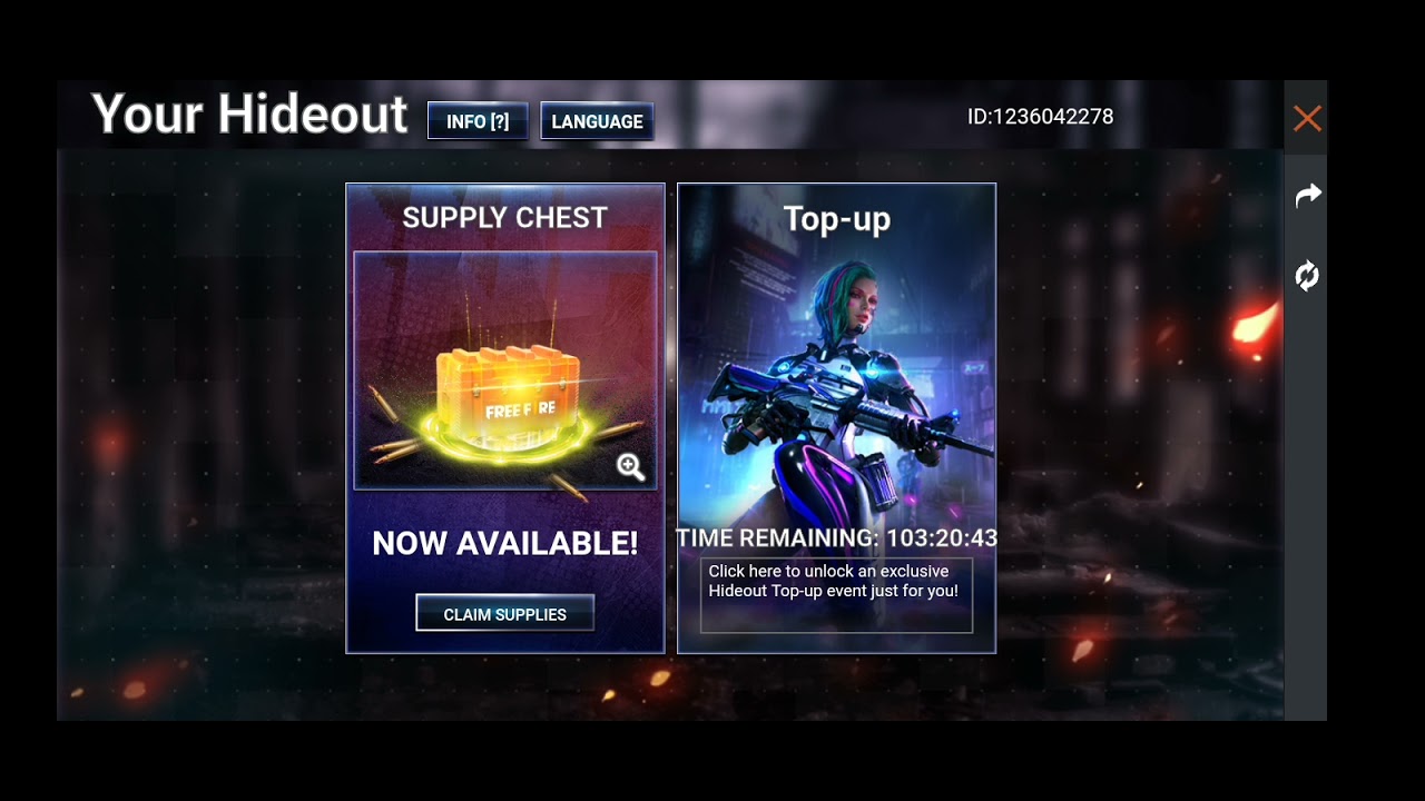 |Free fire new Hideout top up bonus video | New Top up event 