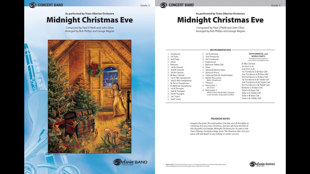 Midnight Christmas Eve, arr. Bob Phillips and George Megaw – Score