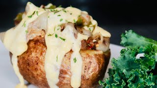 The Ultimate Philly Cheesesteak Fully Loaded Baked Potato | How To Make Twice Baked Potato