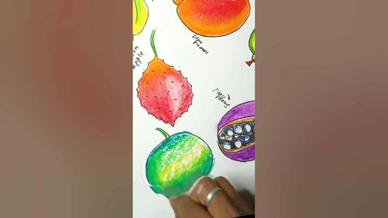Easy drawing Calabash for kids and non artists with oil pastels with