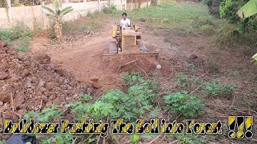 Wonderful Project ! Bulldozer Mitsubishi BD2F Pushing Soil Filling forest in Pit & DumpTruck working