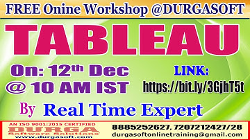 TABLEAU (FREE Workshop) Online Training @ DURGASOFT